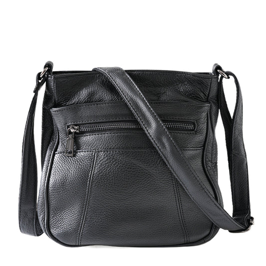Blue Leather Pocket Crossbody Bag
