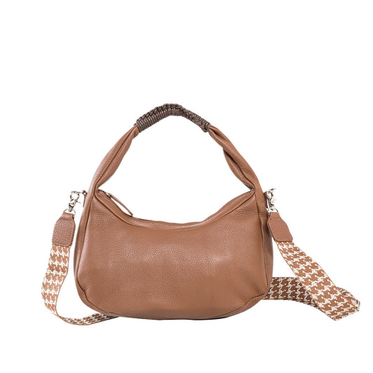 Teal Leather Crescent Shoulder Bag
