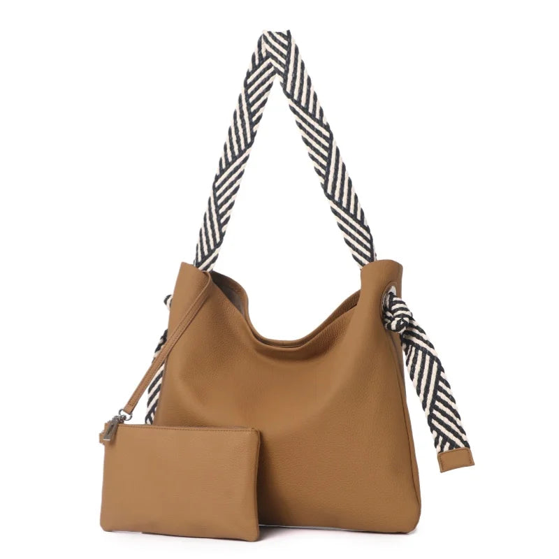 Brown Scarf Strap Hobo Bag