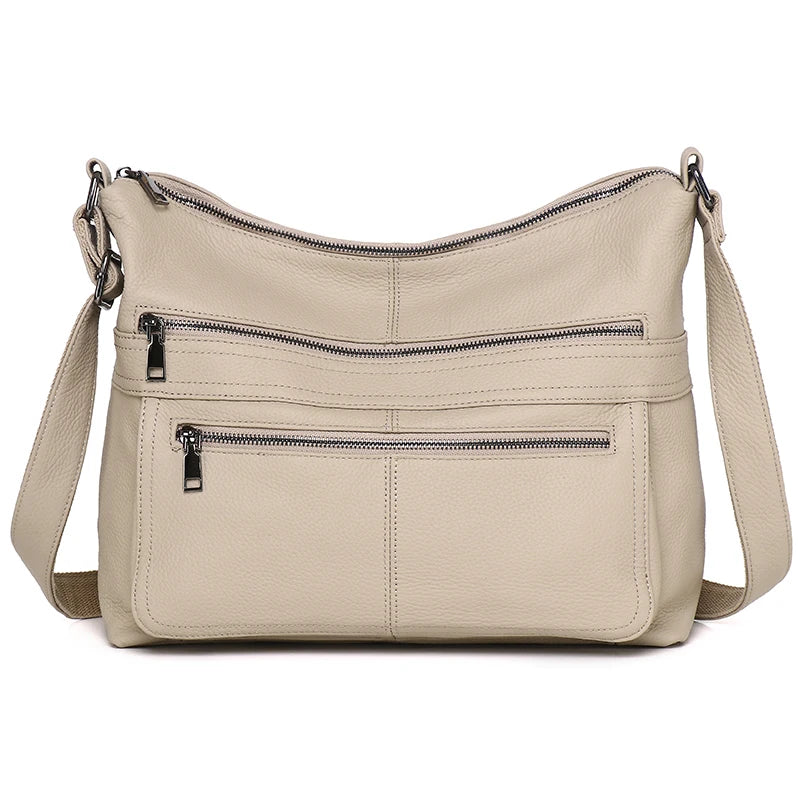 Black Leather Pocket Crossbody Bag