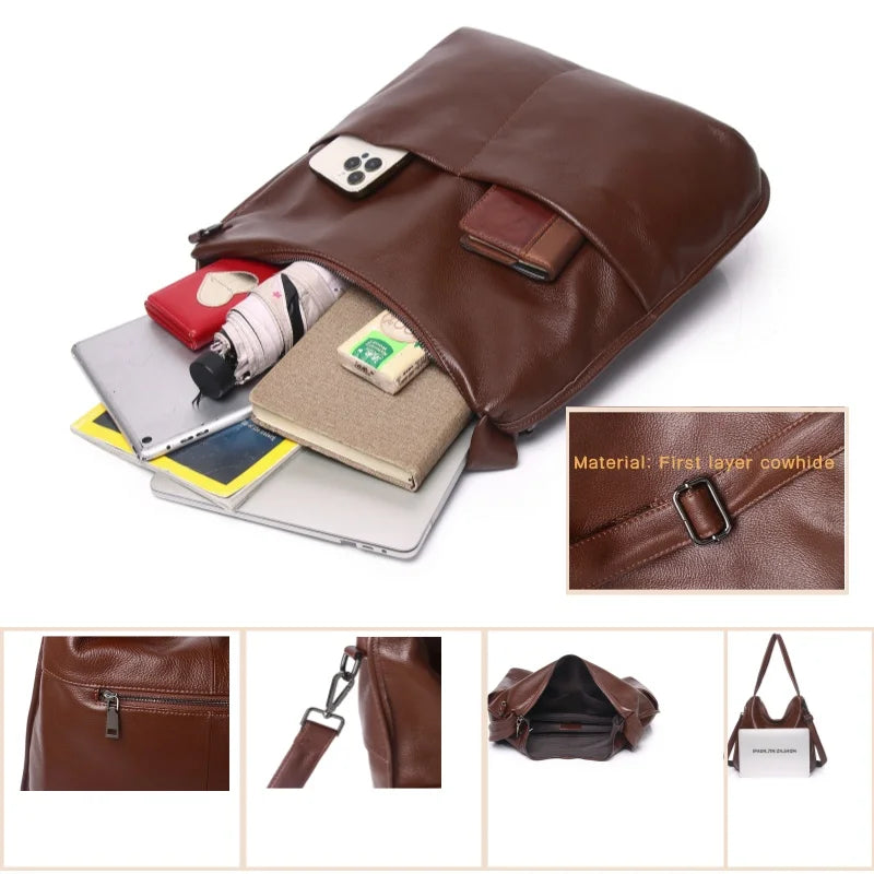 Brown Leather Slouch Bucket Bag