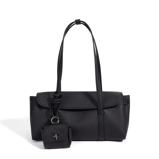 Taupe Leather Barrel Shoulder Bag