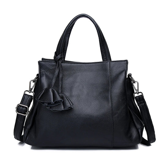 Gray Leather Commuter Satchel Bag
