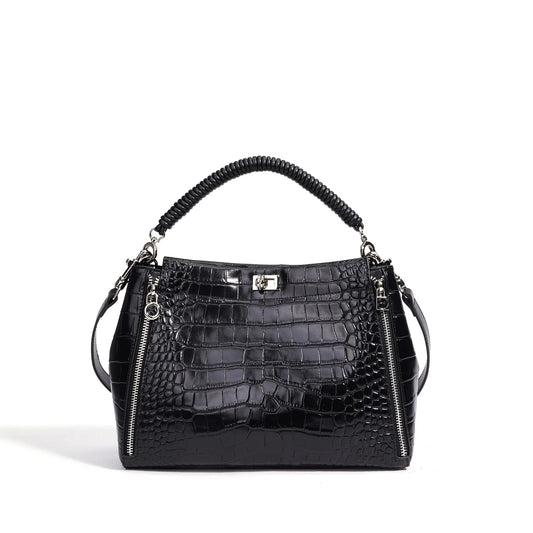 White Leather Mini Frame Satchel