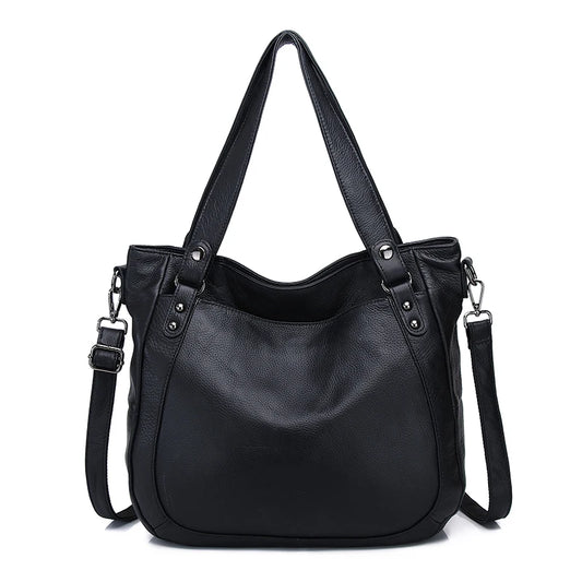 Tan Leather Pocket Hobo Tote