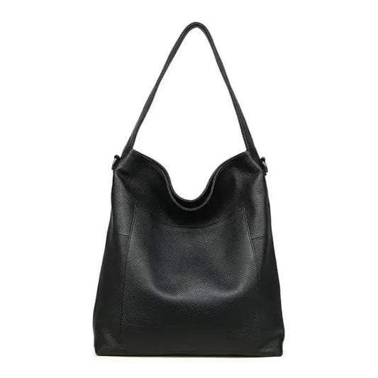 Dual Color Leather Hobo Tote