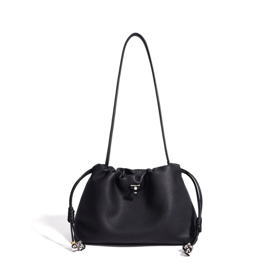 Blue Drawstring Barrel Shoulder Bag