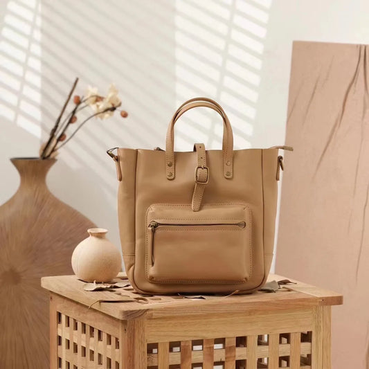 Khaki Front Pocket Tote Bag