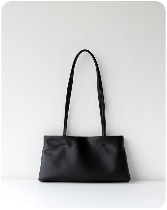 Red Leather Slim Shoulder Tote