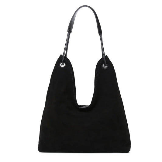 Burgundy Suede Grommet Shoulder Tote