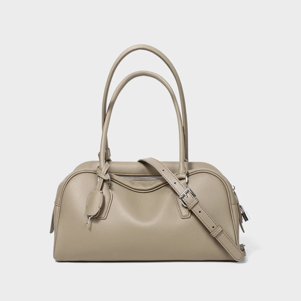 Brown Leather Boston Satchel Bag