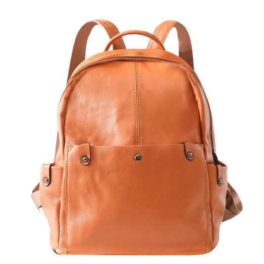 Black Leather Travel Backpack Bag