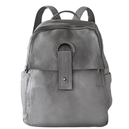 Taupe Leather Buckle Backpack Bag