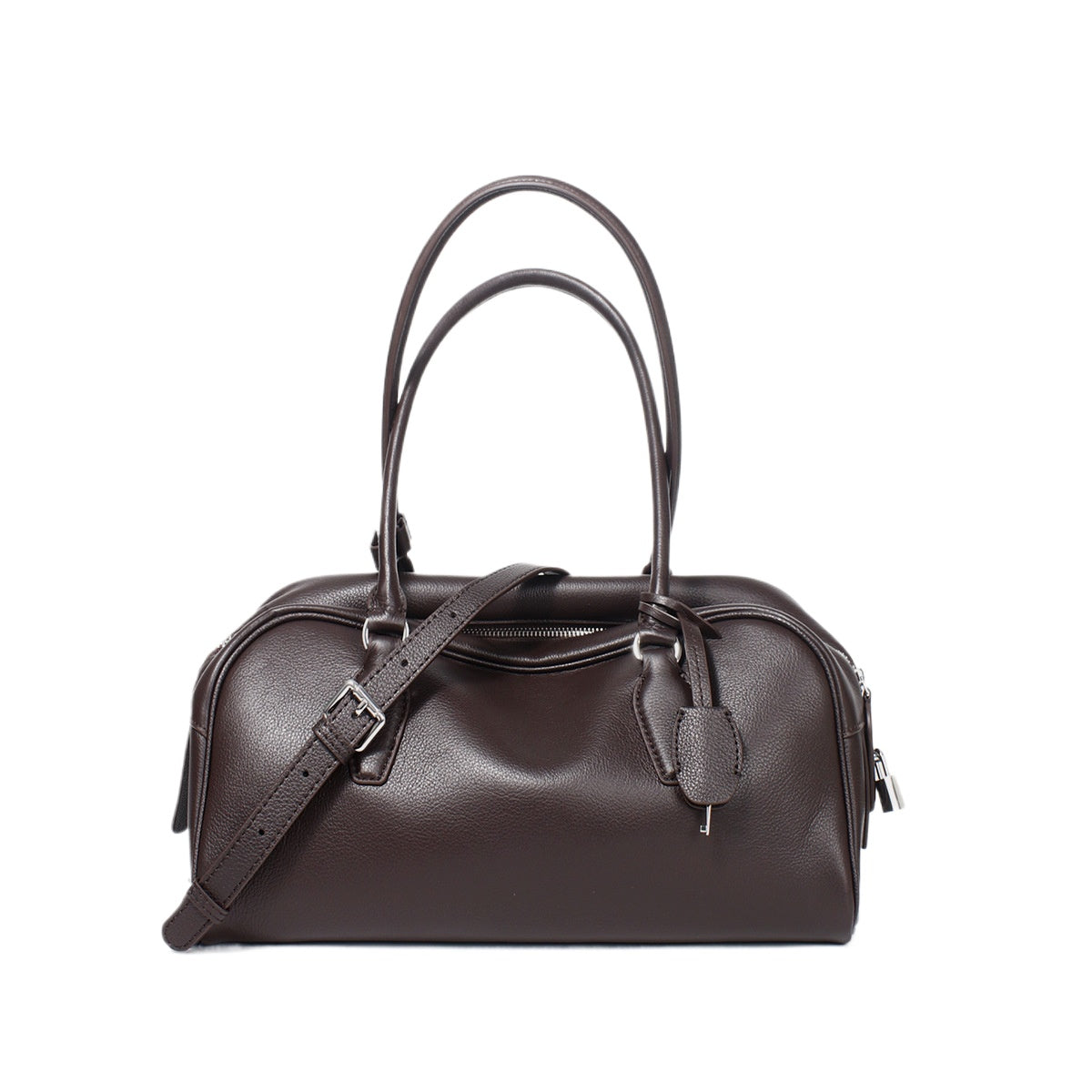 Brown Leather Boston Satchel Bag