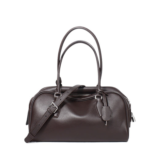 Brown Leather Boston Satchel Bag