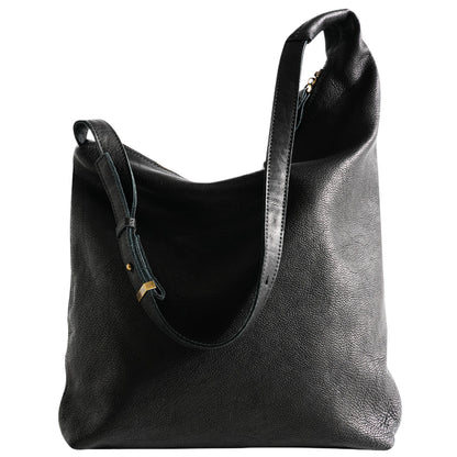 Brown Leather Soft Crossbody Tote