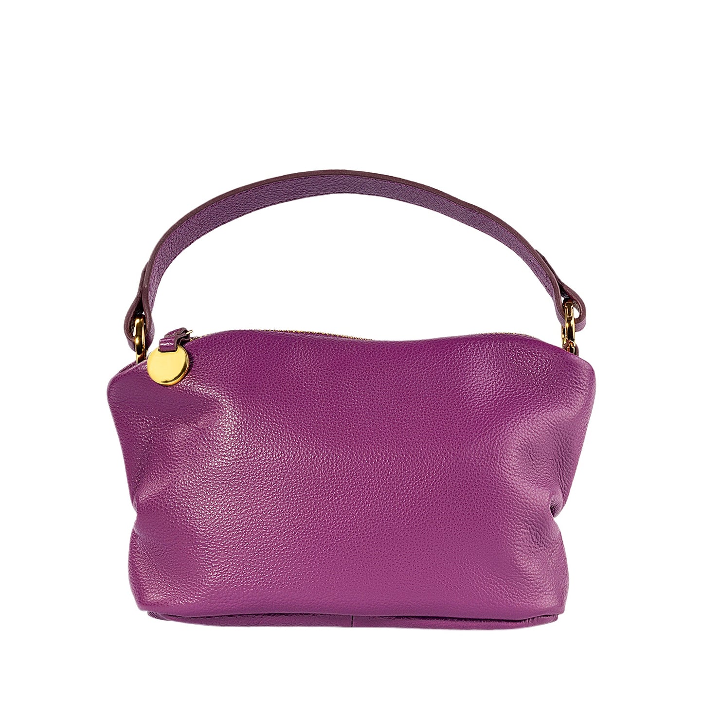 Magenta Leather Mini Hobo Bag