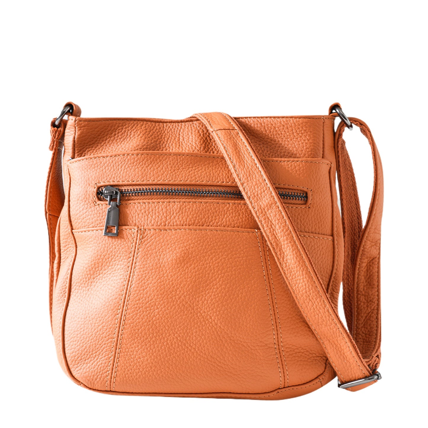 Blue Leather Pocket Crossbody Bag