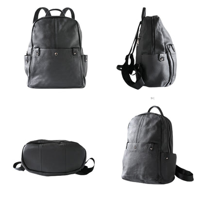 Black Leather Travel Backpack Bag