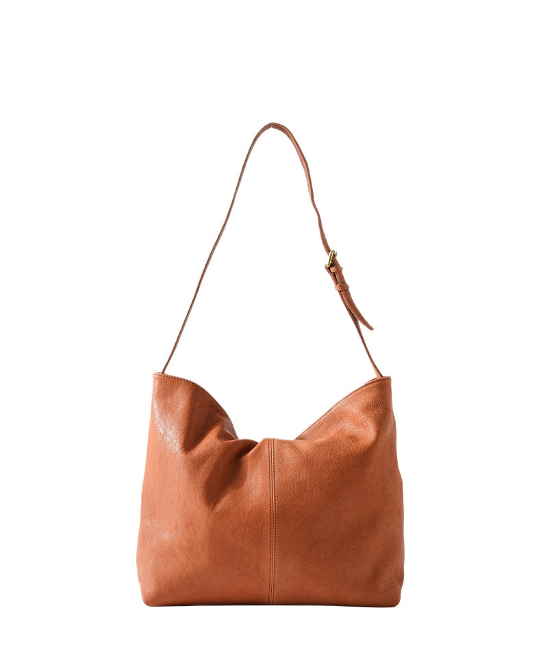 Tan Leather Slouch Shoulder Bag