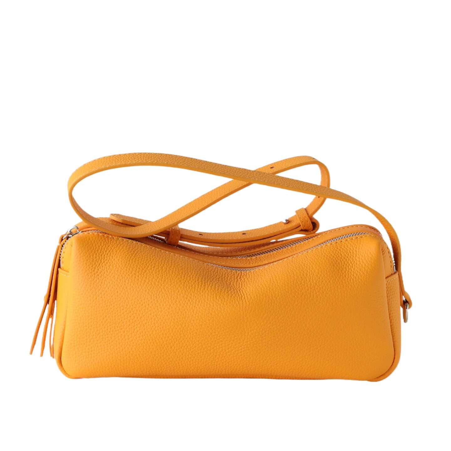 Yellow Leather Barrel Shoulder Bag