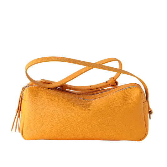 Yellow Leather Barrel Shoulder Bag
