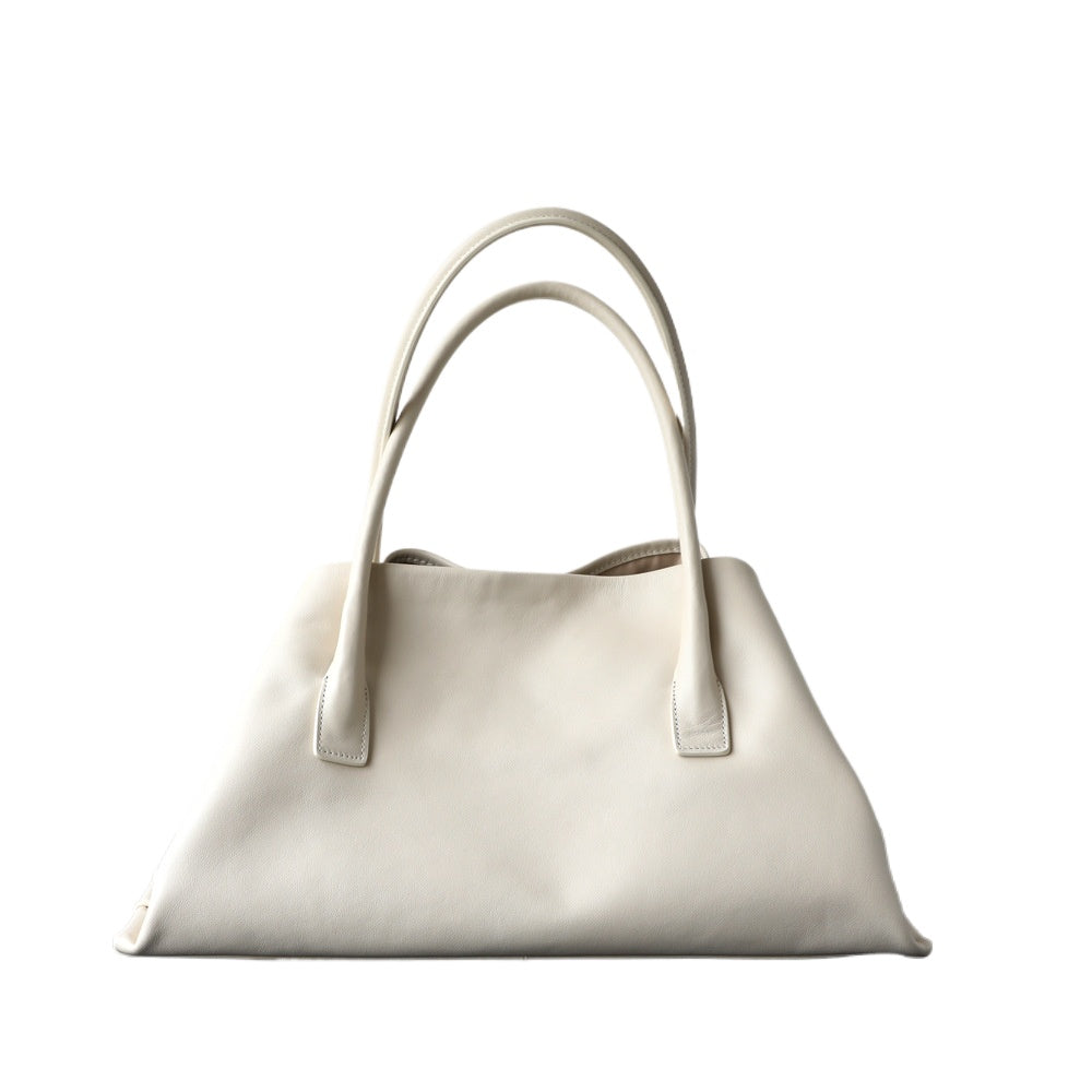 Ivory Leather Triangle Shoulder Tote