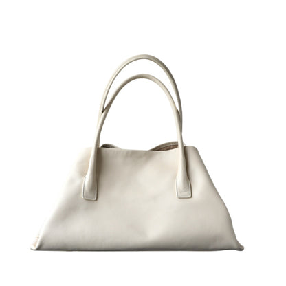 Ivory Leather Triangle Shoulder Tote
