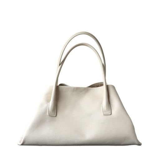 Ivory Leather Triangle Shoulder Tote