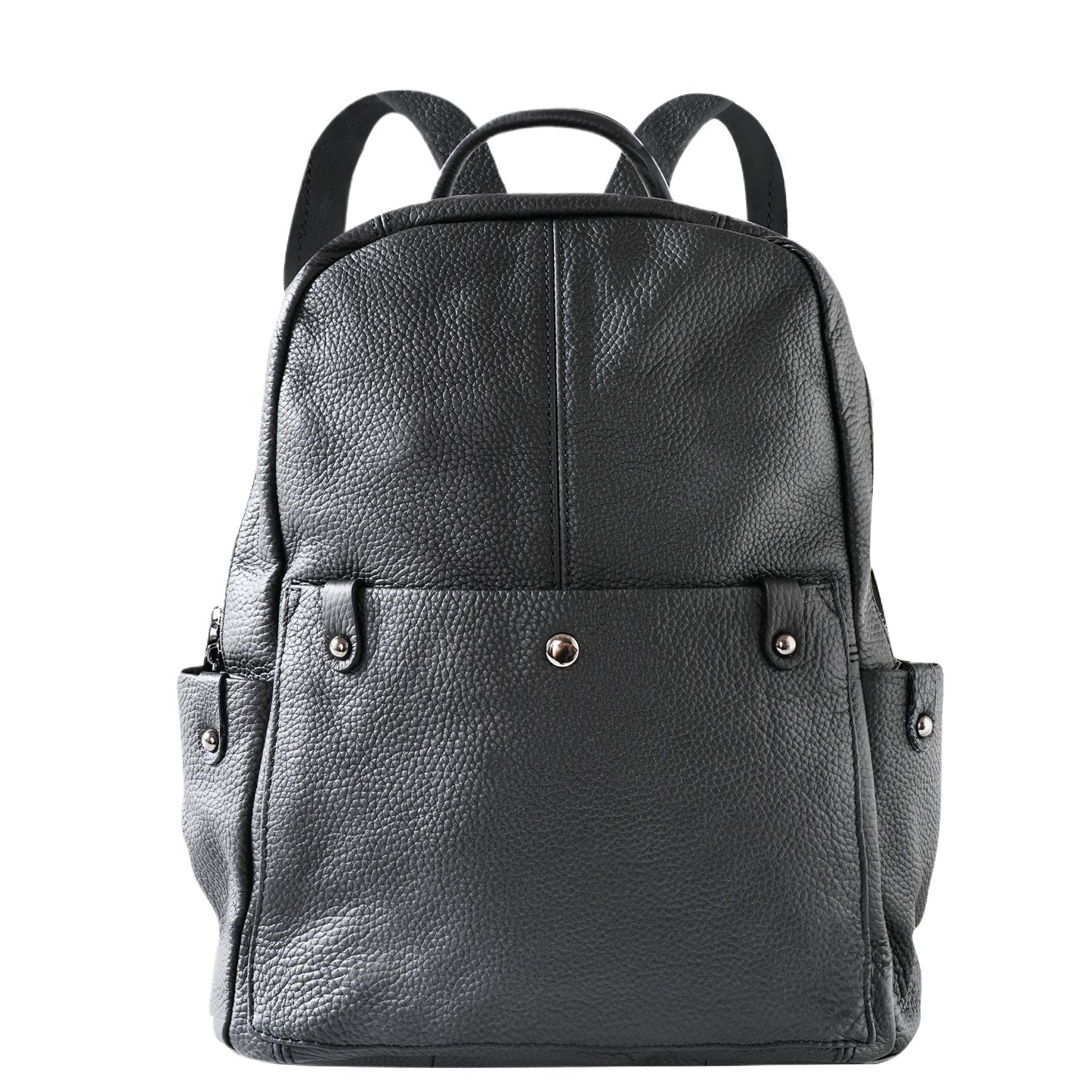 Black Leather Travel Backpack Bag