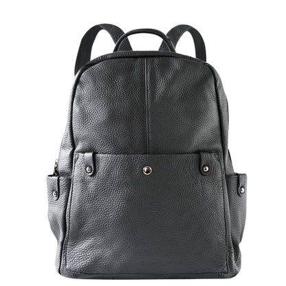 Black Leather Travel Backpack Bag