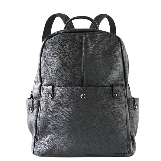 Black Leather Travel Backpack Bag