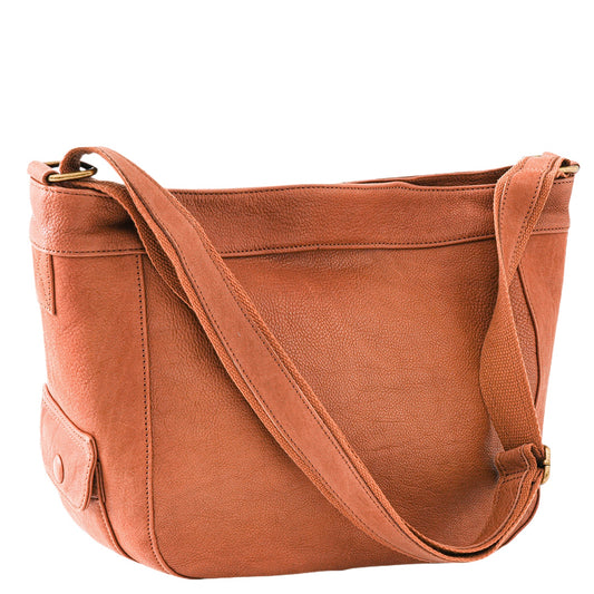 Rust Leather Zip Crossbody Bag