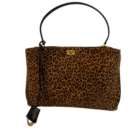 Leopard Suede Buckle Shoulder Bag