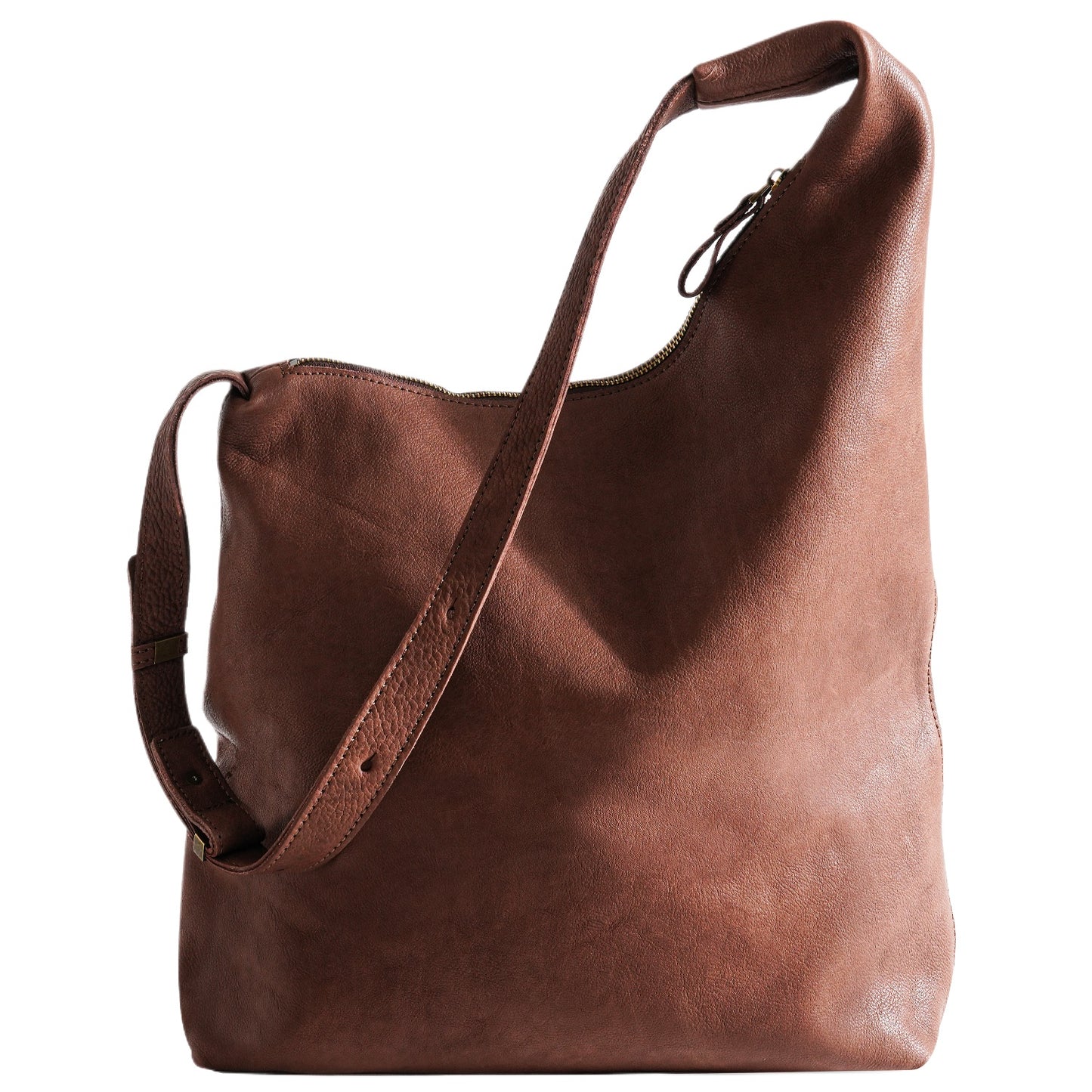 Brown Leather Soft Crossbody Tote