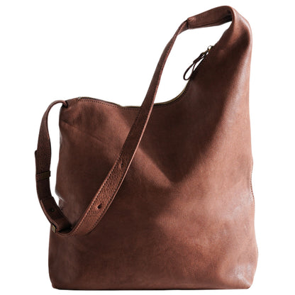 Brown Leather Soft Crossbody Tote