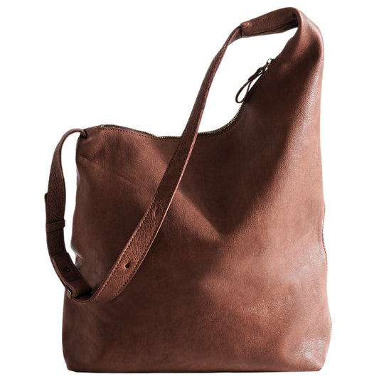 Brown Leather Soft Crossbody Tote