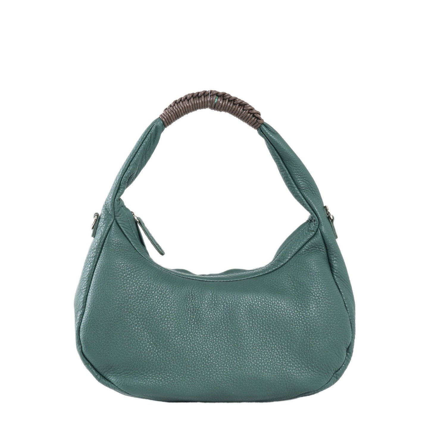 Teal Leather Crescent Shoulder Bag