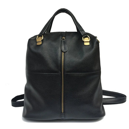 Black Leather Backpack Crossbody Bag