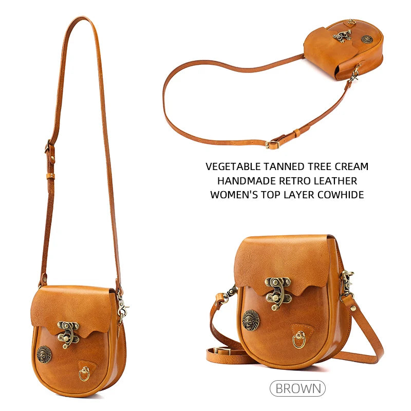 Tan Embellished Saddle Crossbody Bag