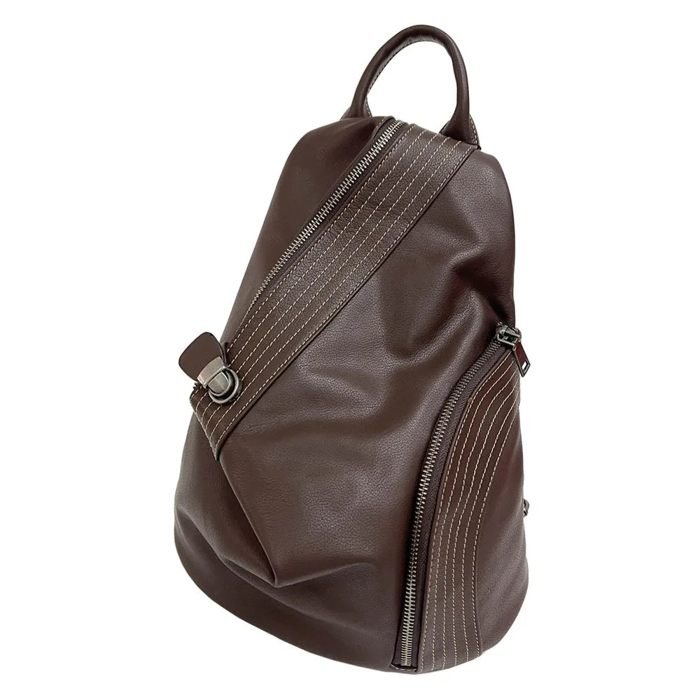 Brown Leather Sling Backpack Bag