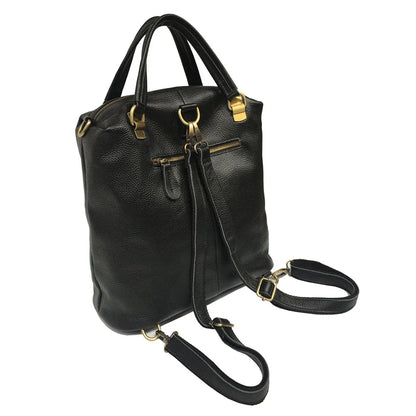 Black Leather Backpack Crossbody Bag