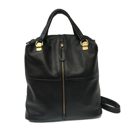 Black Leather Backpack Crossbody Bag