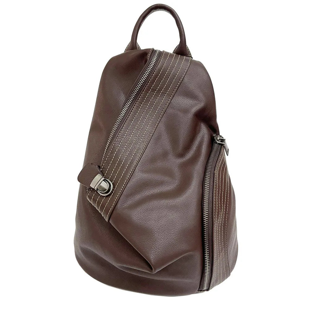 Brown Leather Sling Backpack Bag