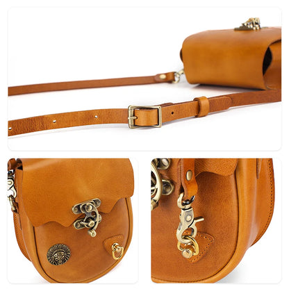 Tan Embellished Saddle Crossbody Bag