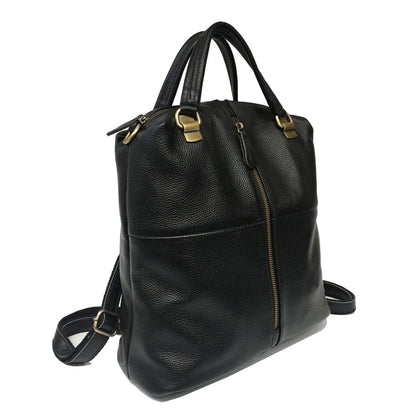 Black Leather Backpack Crossbody Bag
