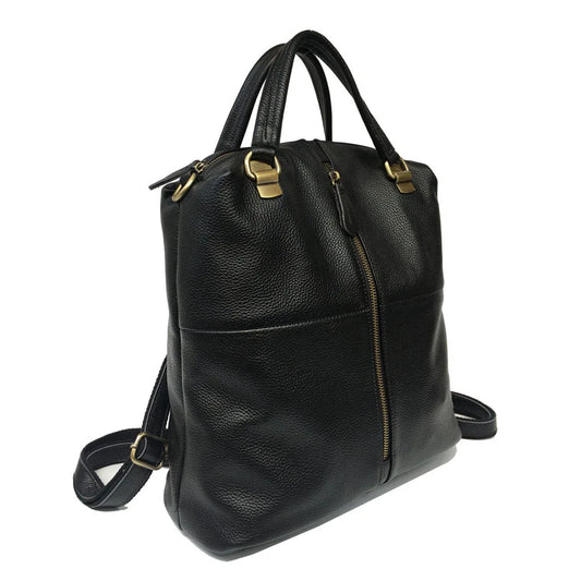 Black Leather Backpack Crossbody Bag