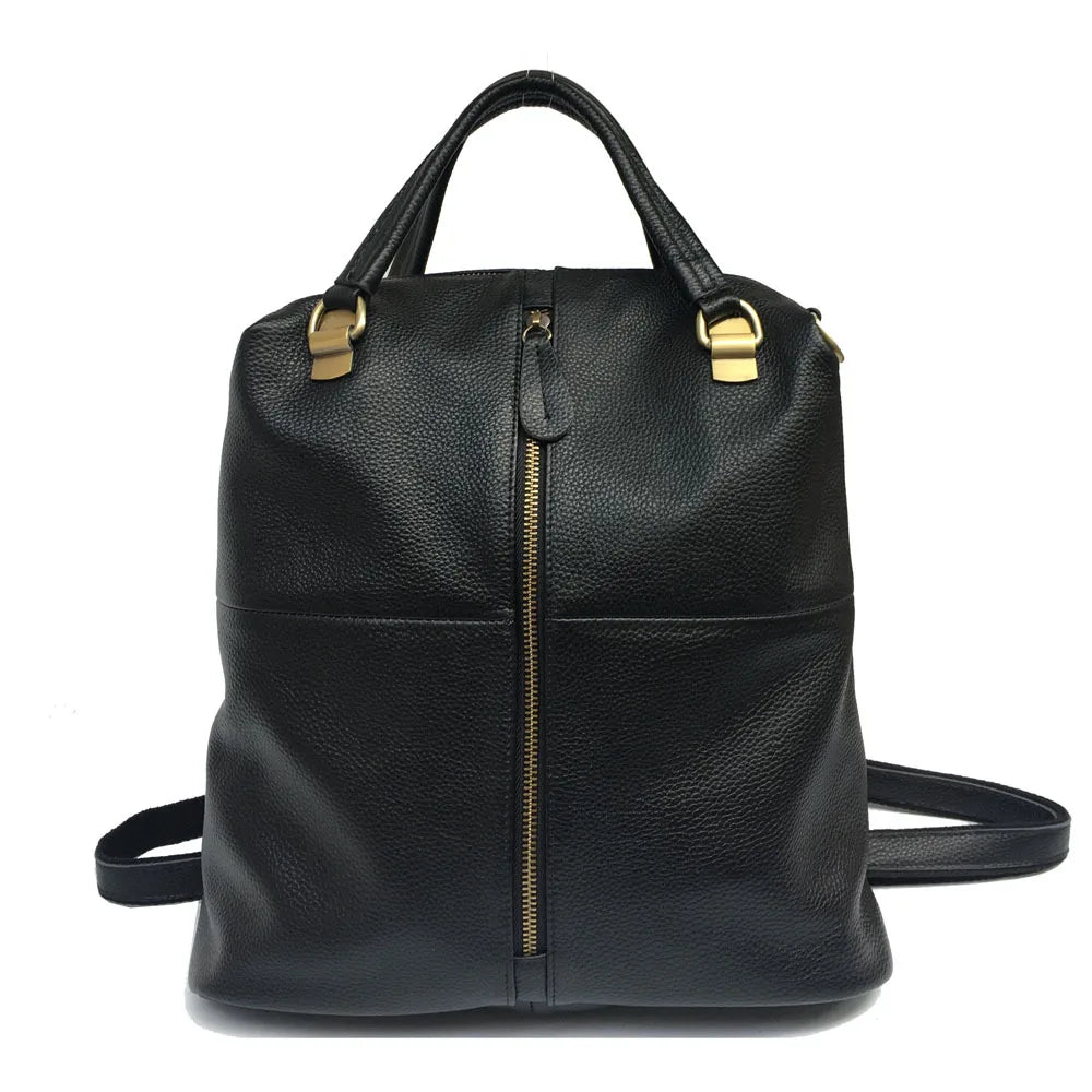 Black Leather Backpack Crossbody Bag
