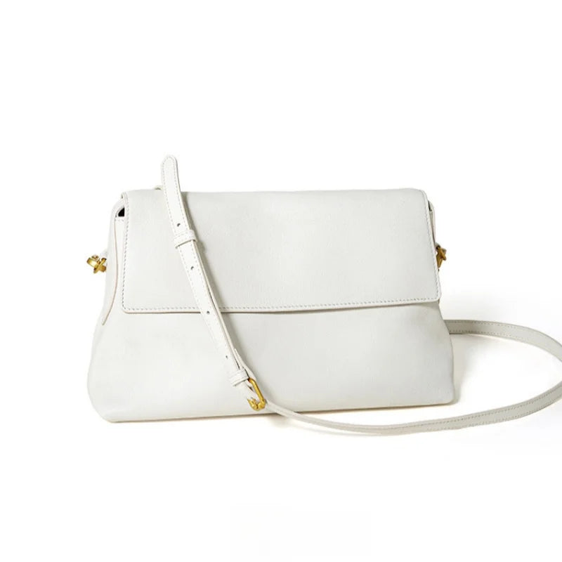 White Leather Envelope Shoulder Bag