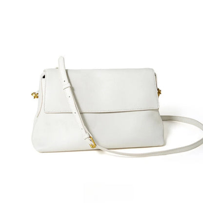 White Leather Envelope Shoulder Bag